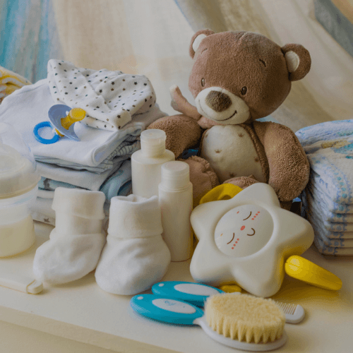 baby supplies on a counter