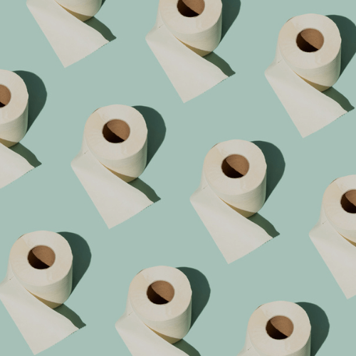 toilet paper on a blue background